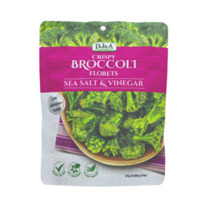 Prebiotic food and drink savoury snacks broccoli crisps